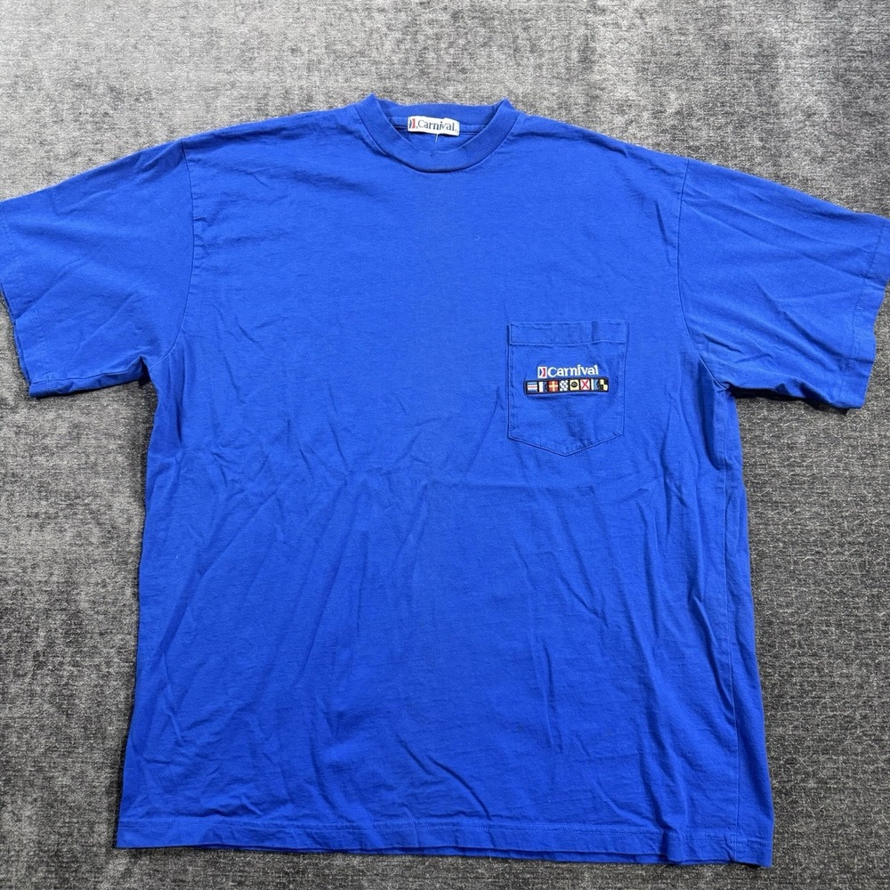 Vintage 90s Carnival Cruise‎ Shirt Blue Pocket Vacation No Tags Unknown Size
